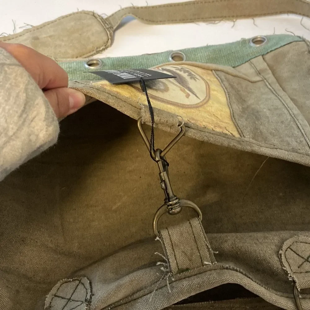 Vintage Addiction Large Canvas Lap Top Crossbody Tote Bag